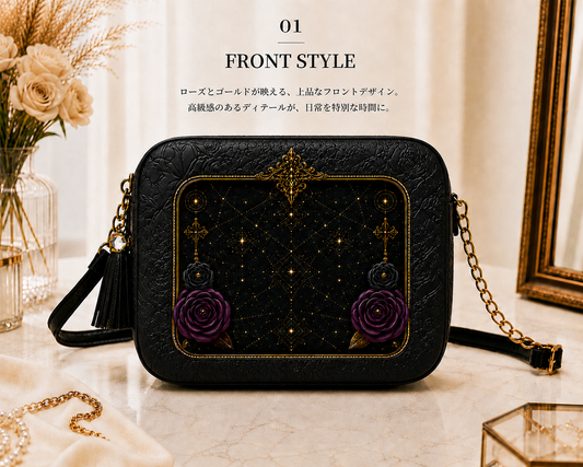 ローズ装飾ショルダーバッグ